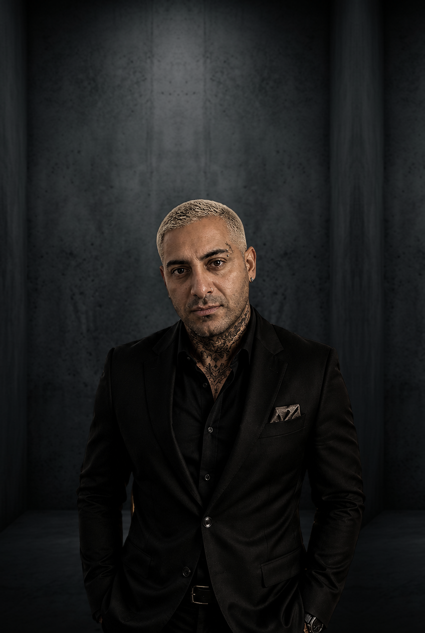 David Delavega against the London skyline, photographed for the cover of How to Make a Luxury Home